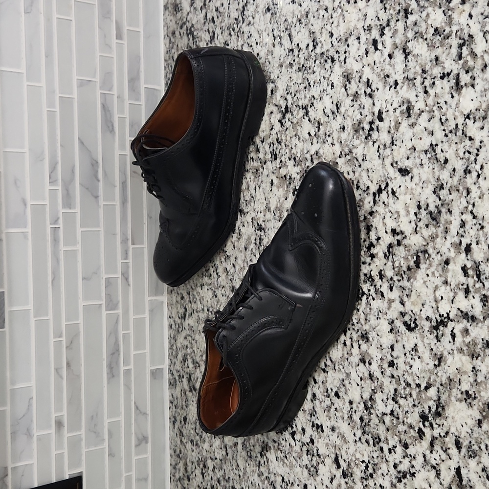 Black Allen Edmonds Leiden Long Wing Leather Oxford Dress Shoes sz 13 B wingtip